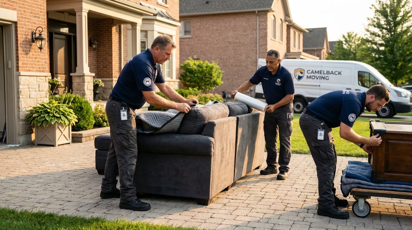 Large estate moving crew wrapping furniture in Baird, TX